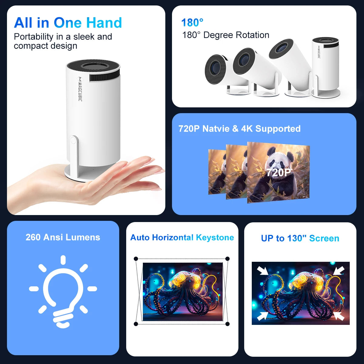 Easy Set-up 4K Portable Projector